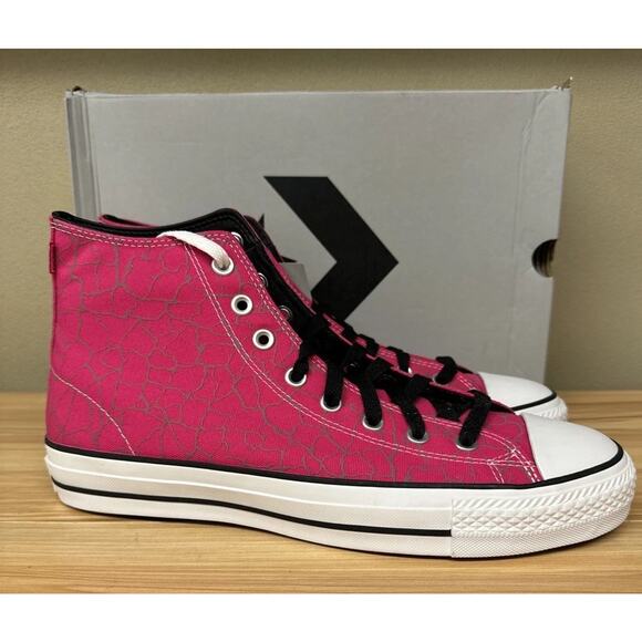 Size 11- Converse Chuck Taylor All Star Pro High Prime Pink Cracked Print - Picture 1 of 6